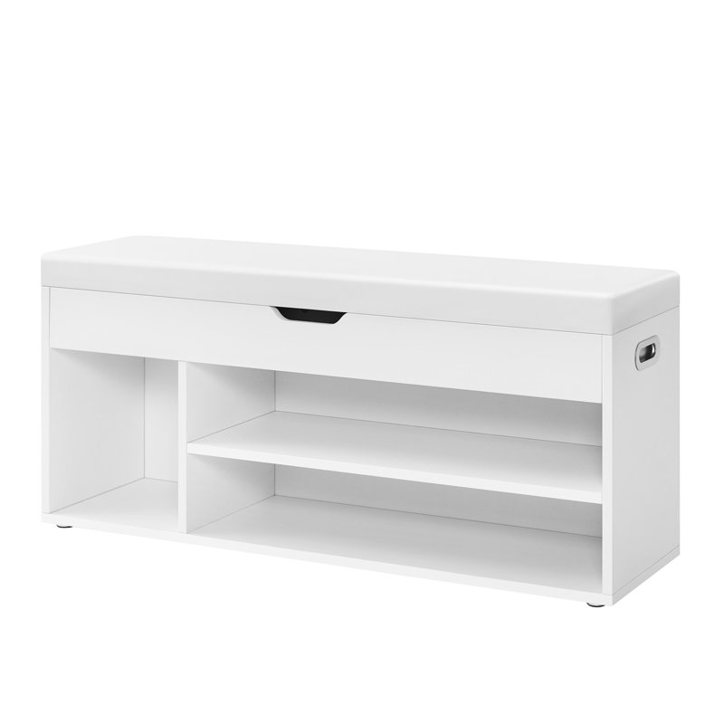 6 Pair Shoe Storage Bench, Cloud White, 17.3" H x 39.4" W x 11.8" D