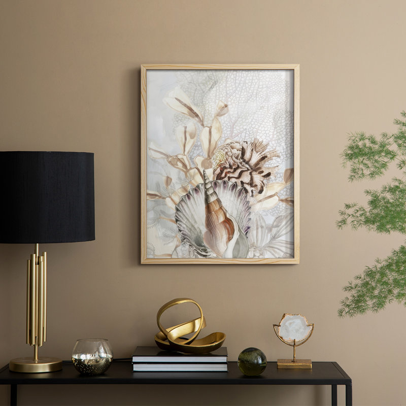 Ocean Whisper I Framed Print - Solid Wood, Natural, 15" H x 12" W