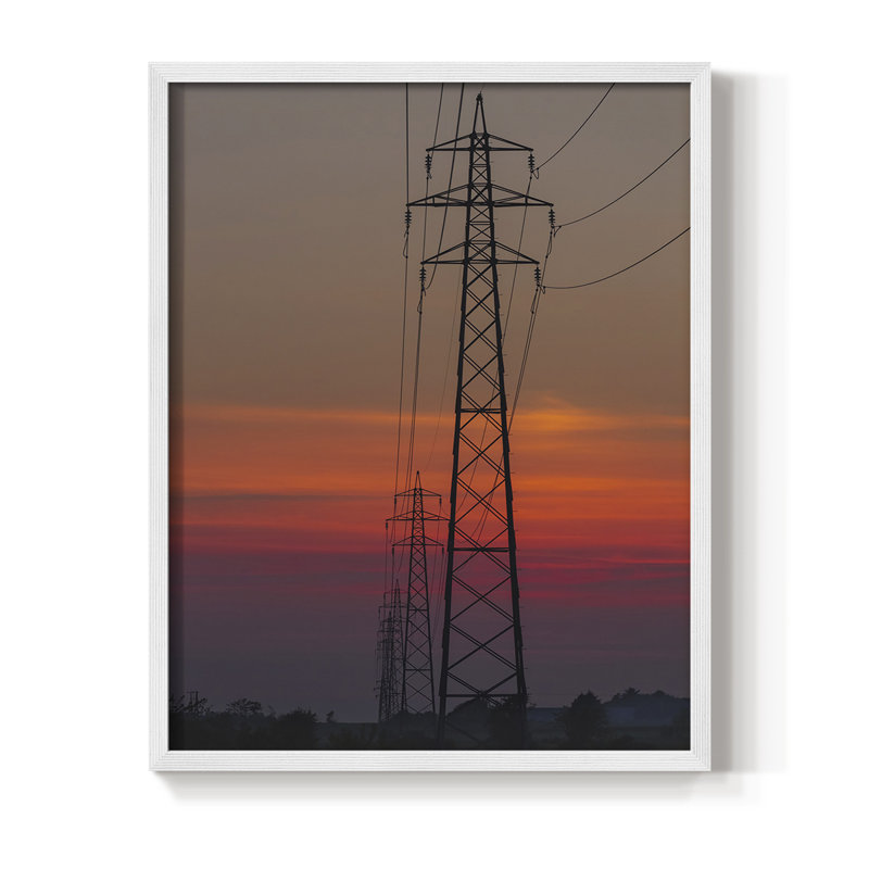 Impression encadrée Sunset Power - bois massif, Blanc, H 20 po x l 16 po