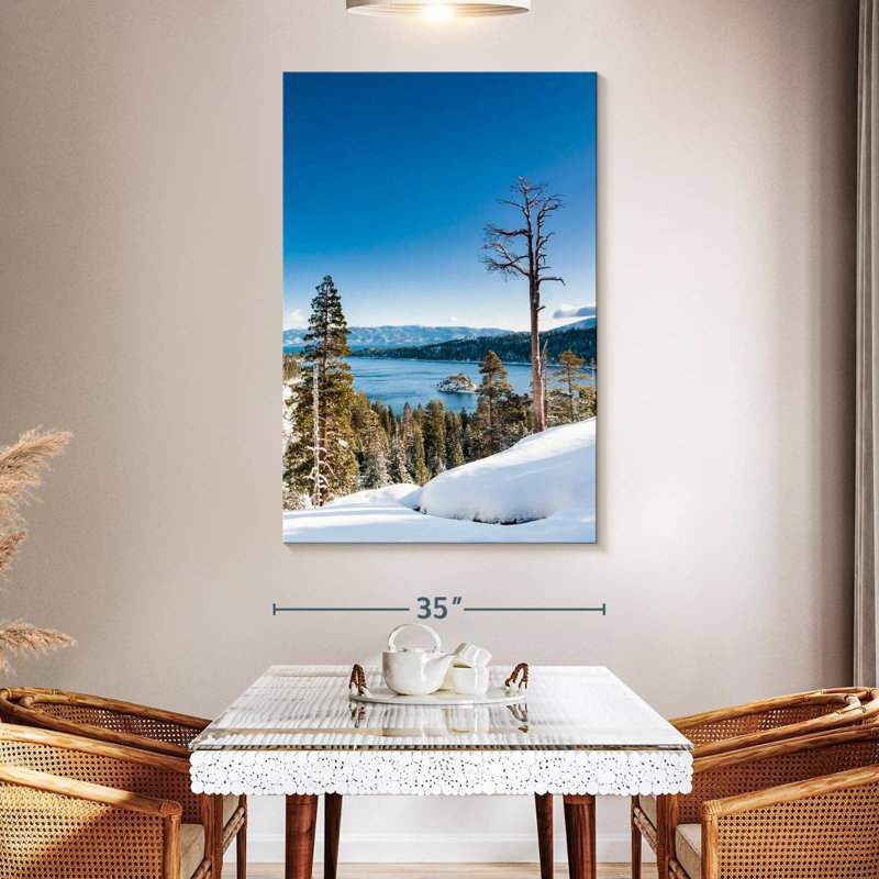 Alvord Snowy Emerald Bay Lake Landscape, 51" H x 34" W