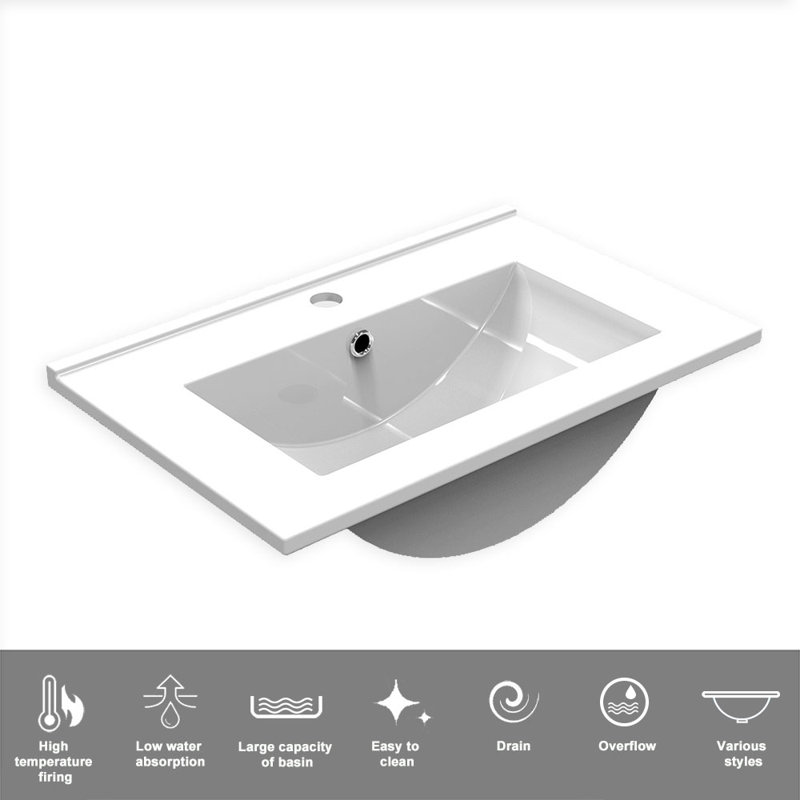 Glossy Vanity Unit,Wall Mounted,Detachable,Soft Close,Two-Drawer+Basin, Grey