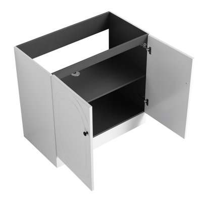 Meuble-lavabo 36 po - Contreplaqué blanc, portes à fermeture en douceur, conception attrayante de l'espace de rangement en contreplaqué