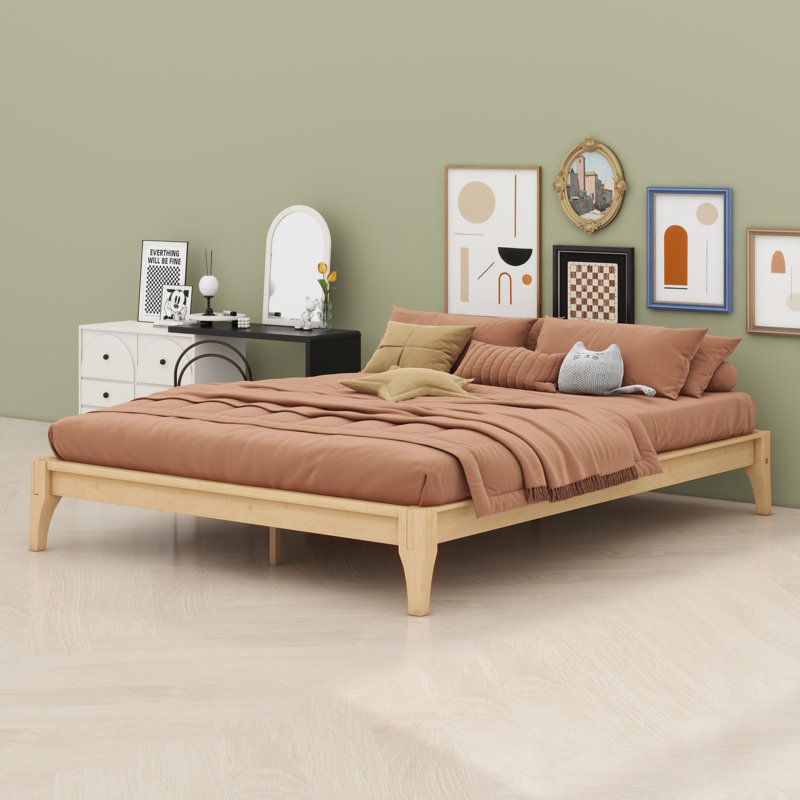 Wood Platform Bed Frame, With Slat Support, Natural