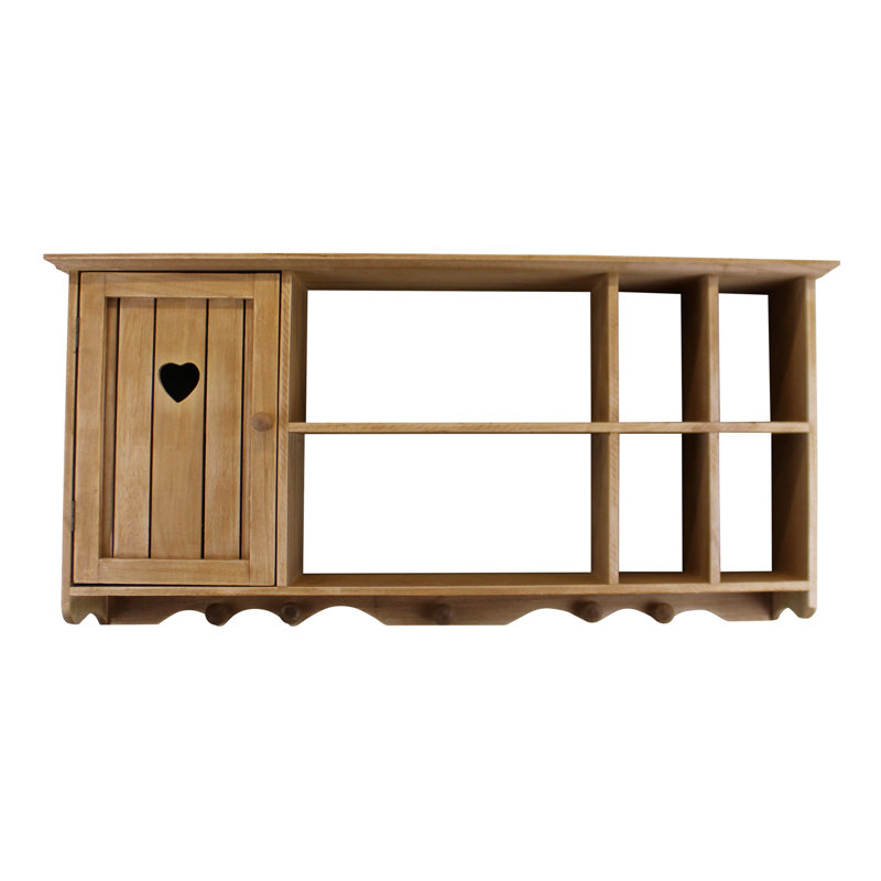 Stephany 6 Piece Fir Solid Wood Accent Shelf with Hooks