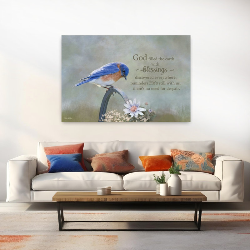 «Blessings Contemporary Bird Flower Art», H 40 po x l 60 po