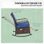 Chaise berçante d'extérieur en osier avec coussin bleu et structure en acier