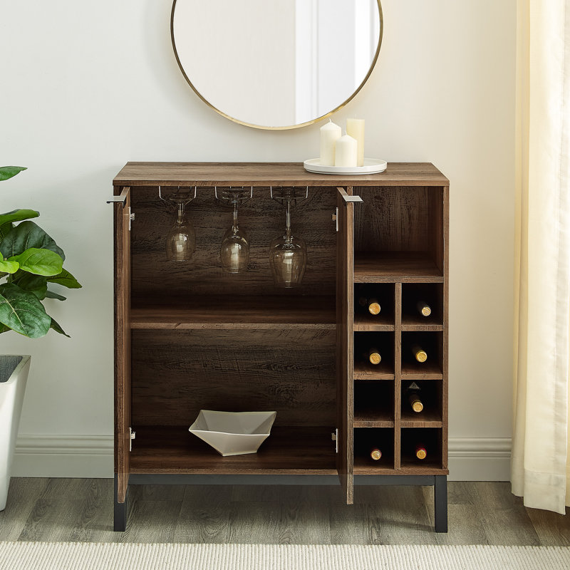 Orion 34'' Bar Cabinet, Rustic Oak