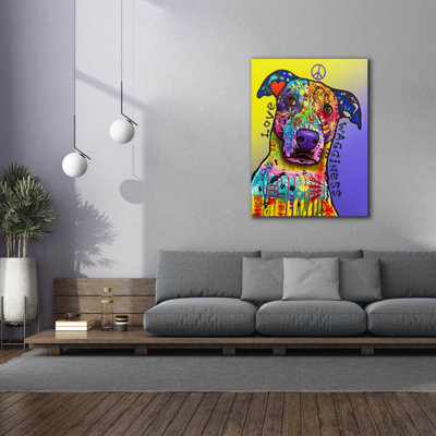 «Peace, Love, Wagginess» par Dean Russo, art mural sur toile