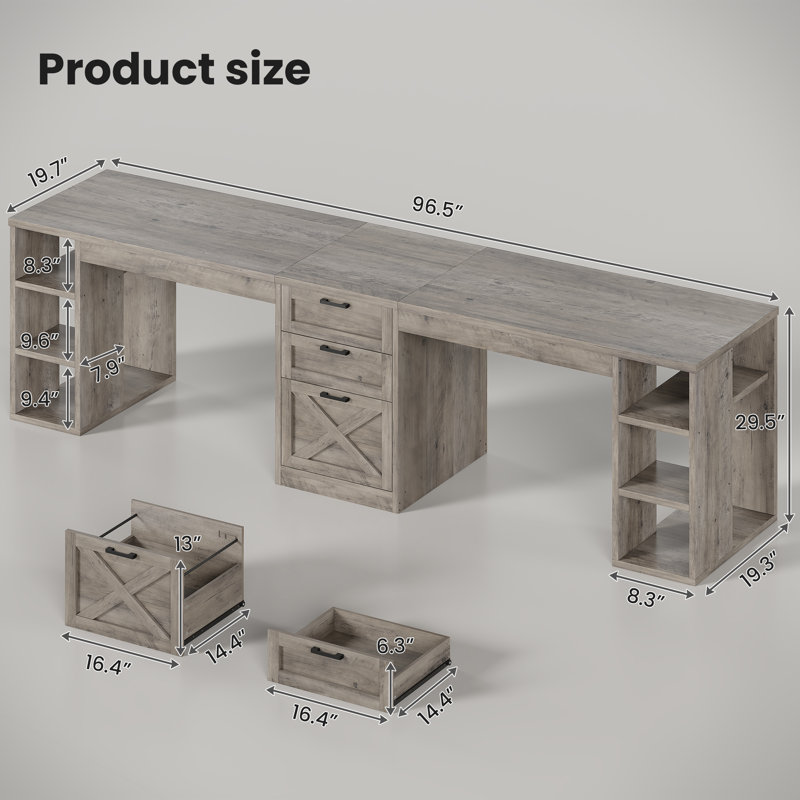 Bureau de direction 96,5 po, Gris