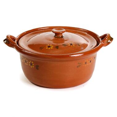 2.6 Quart Pottery Cooking Pot with Lid, Round & Deep Design