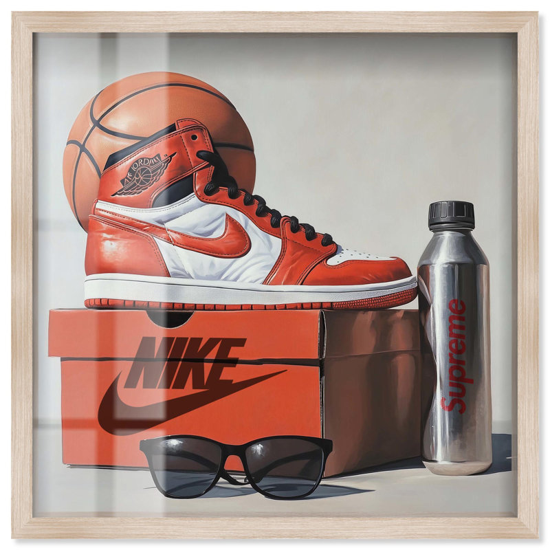 Art mural Basketball, H 25 po x l 25 po, Noir, noir, noir, noir