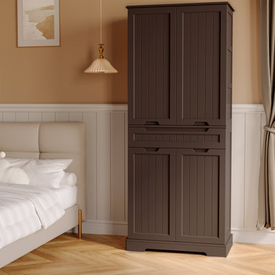 Nahid 71" H Freestanding Pantry Cabinet with 4 Doors, 1 Drawer, and Adjustable Shelves