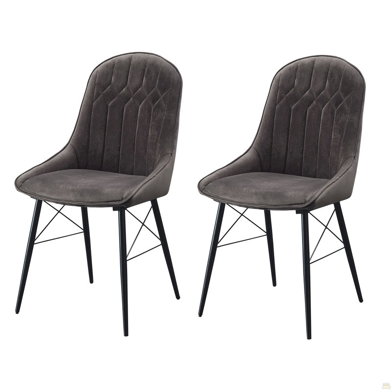 Ensemble de 2 chaises grises et noires à dossier capitonné