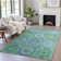 Machine Washable Indoor/Outdoor Xhevrie Teal Rug