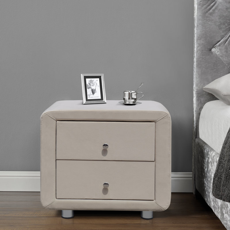 Greco 52cm W Manufactured Wood Bedside Table, Cream