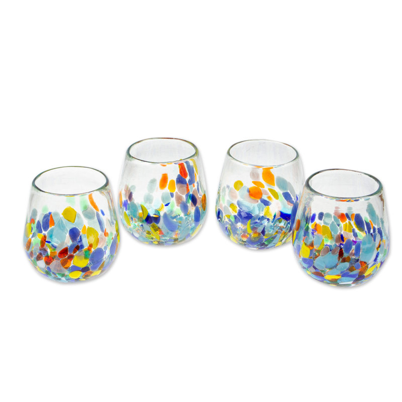 Ensemble de 4 verres à vin sans pied faits à la main Red Barrel Studio®