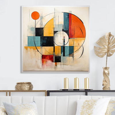«Blue Orange Mid Century Geometric Abstractions II», reproduction