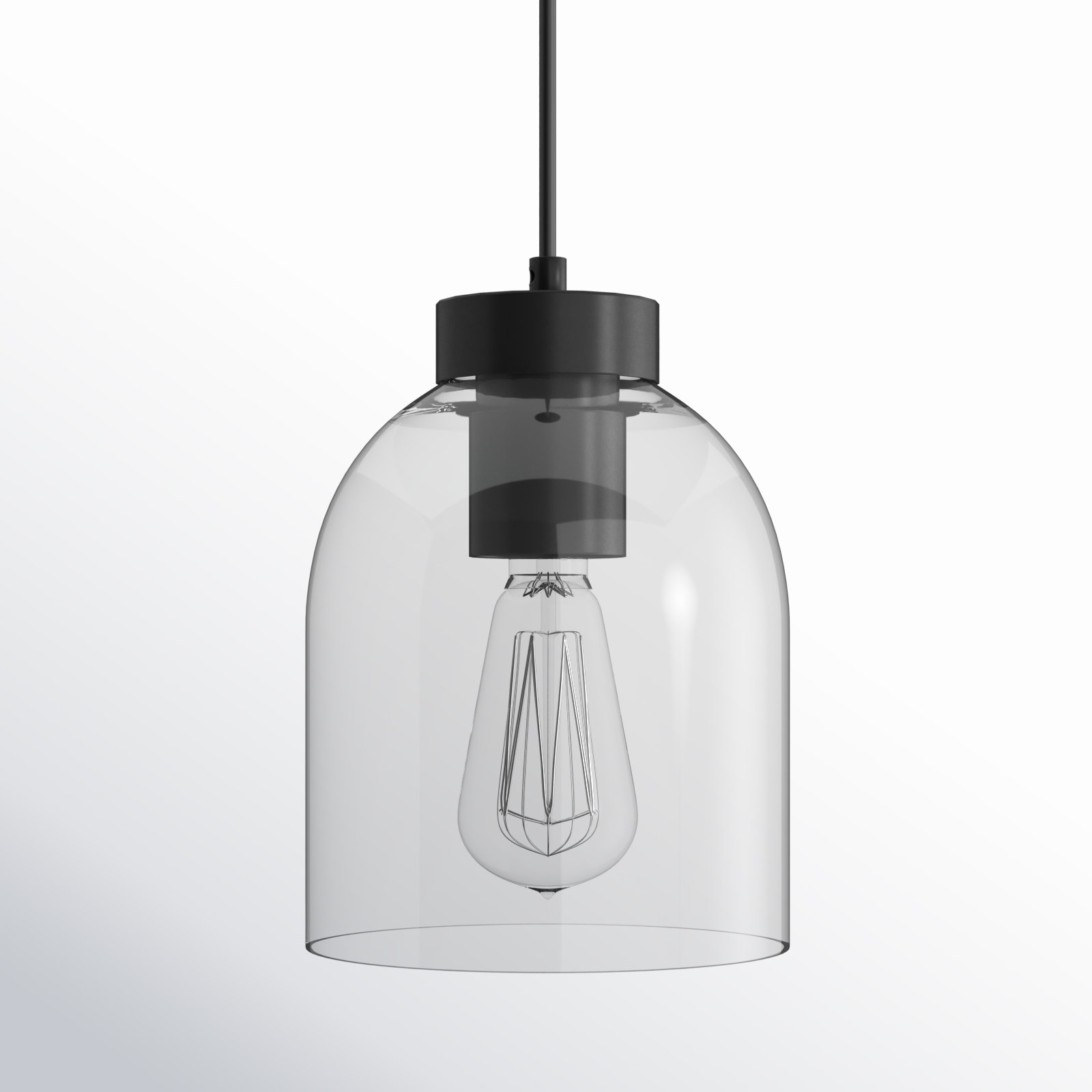 Gemma Single Light Glass Pendant, Black