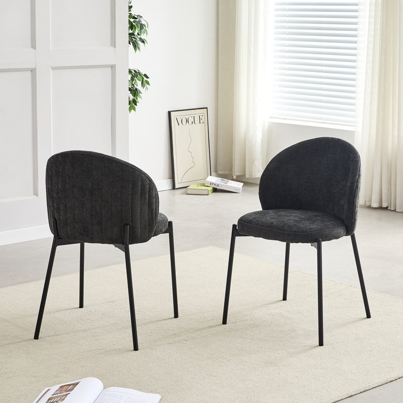 Fabric Upholstered Side Chair in Black