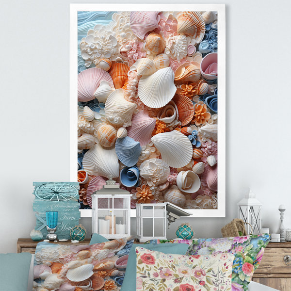 Rosecliff Heights Daliyah White Seashells Serenity Pastoral On Canvas ...