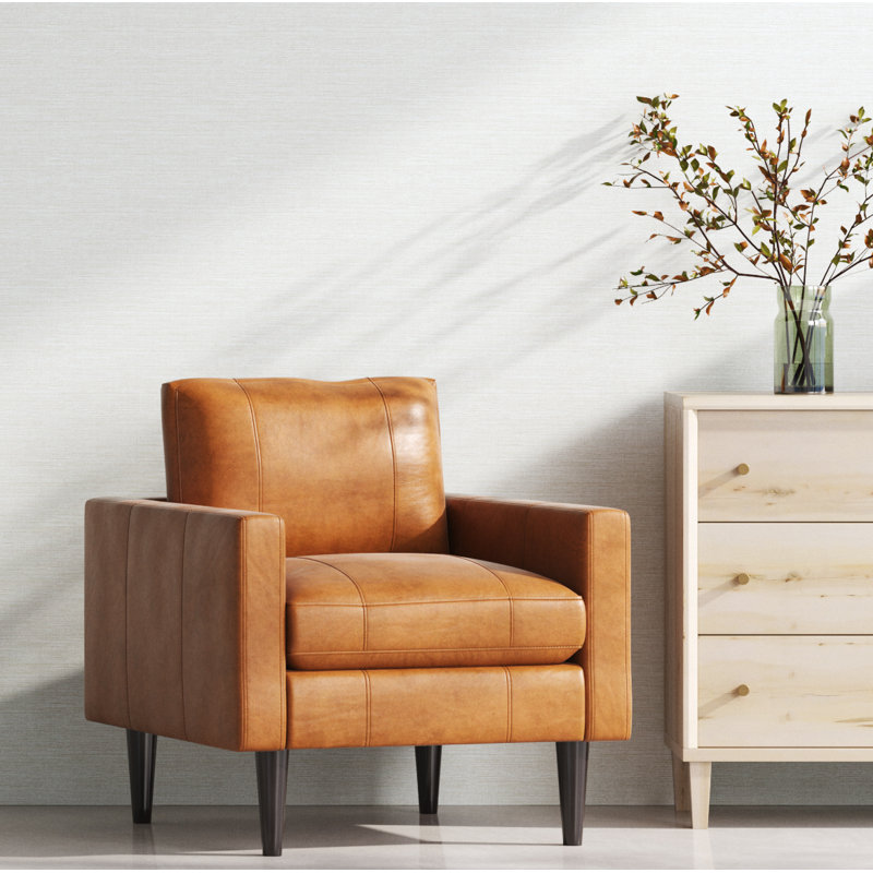 Chaise en cuir Viveros, Cuir véritable brun clair