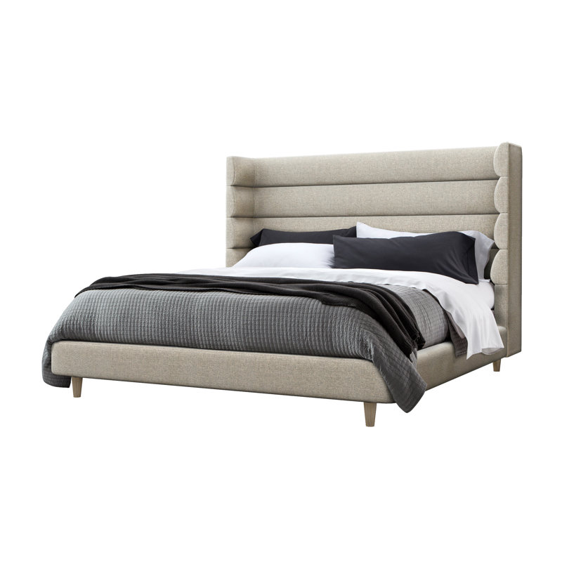 Ornette Upholstered Wingback Bed, California King, Pearl