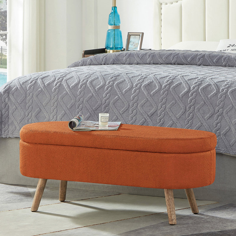 Banc de rangement avec repose-pieds ovale Boucle, Orange