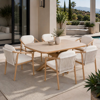 6 - Person Patio Dining Set with Rectangular Table , Cushions Included