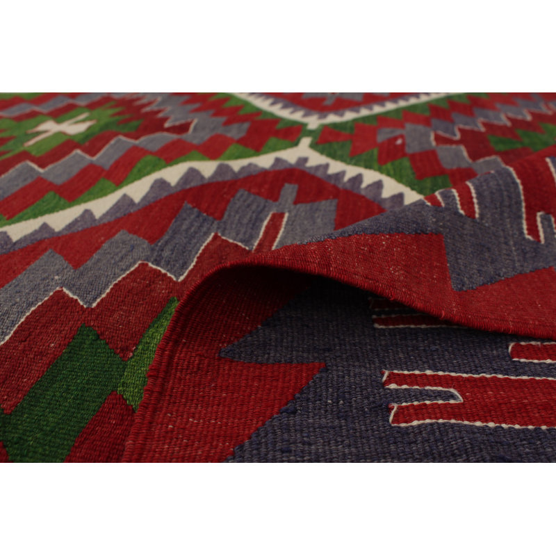 Tapis noir / rouge / vert en laine fabriqué à la main de conception unique 5 pi 11 po x 11 pi 8 po Politte