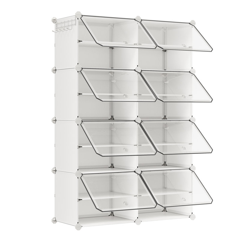 8 Tier 32 Pairs Shoe Rack Organizer, Shoe Storage Cabinet for Closet, 49.2" H x 32.7" W x 12.6" D, White