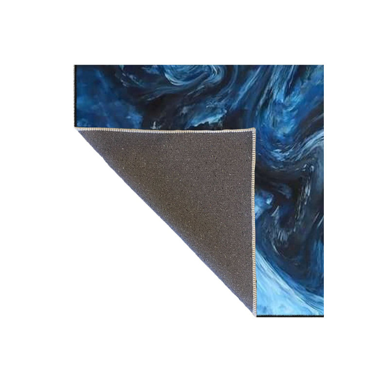 Tapis bleu tissé lavable à la machine, Sous-tapis carré 3 pi 3 po inclus