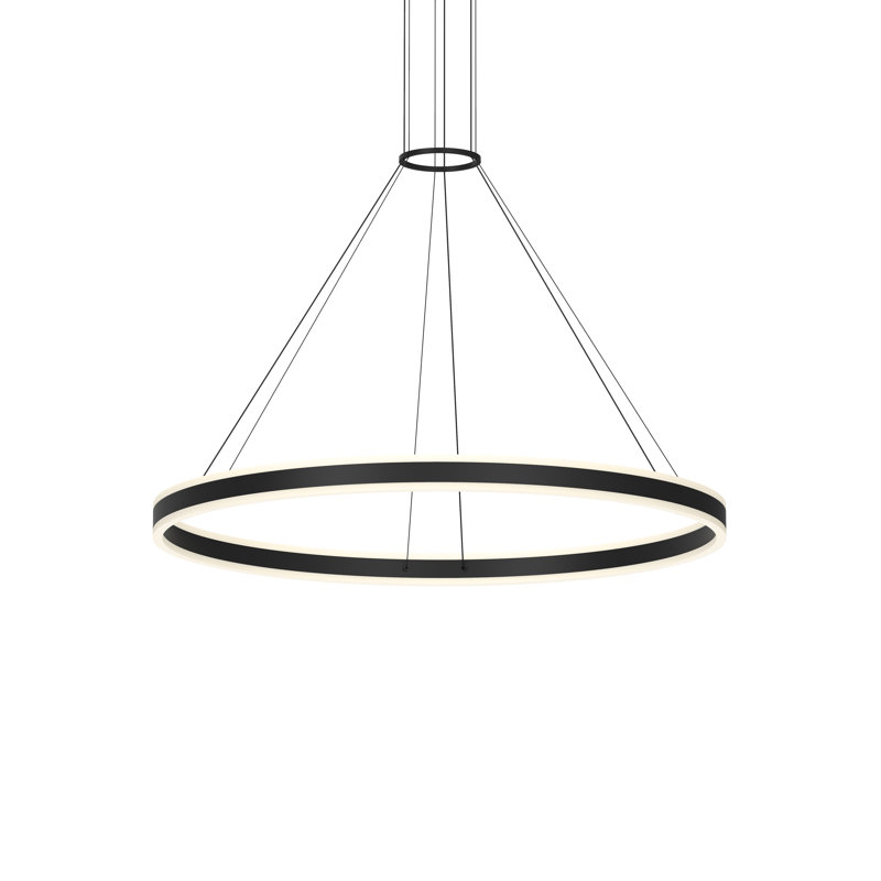 Double Corona 2-Light Satin Black Aluminum LED Chandelier