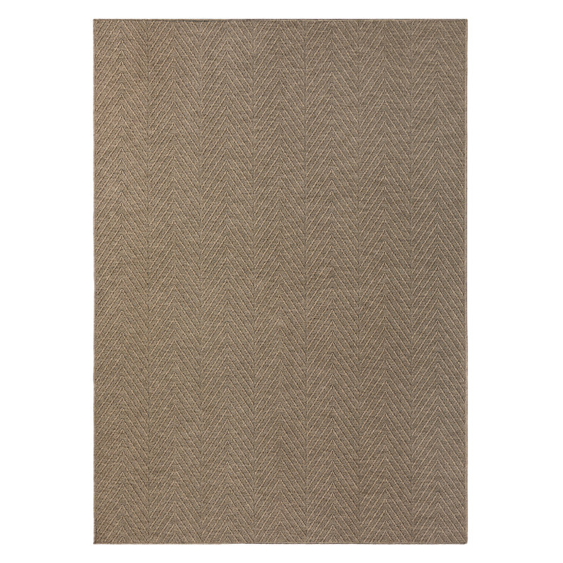 TOWN & COUNTRY BASICS Pax Herringbone Textured Solid Machine Washable Area Rug Brown, Rectangle 7'10.5" x 10'2.1"