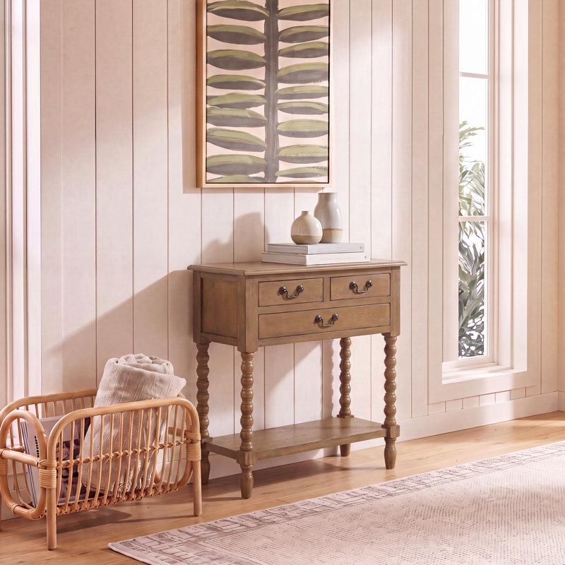 Élégante console en bois 23,5 po Eckfried - Table d'appoint rustique neutre pour le salon ou le vestibule, Brun