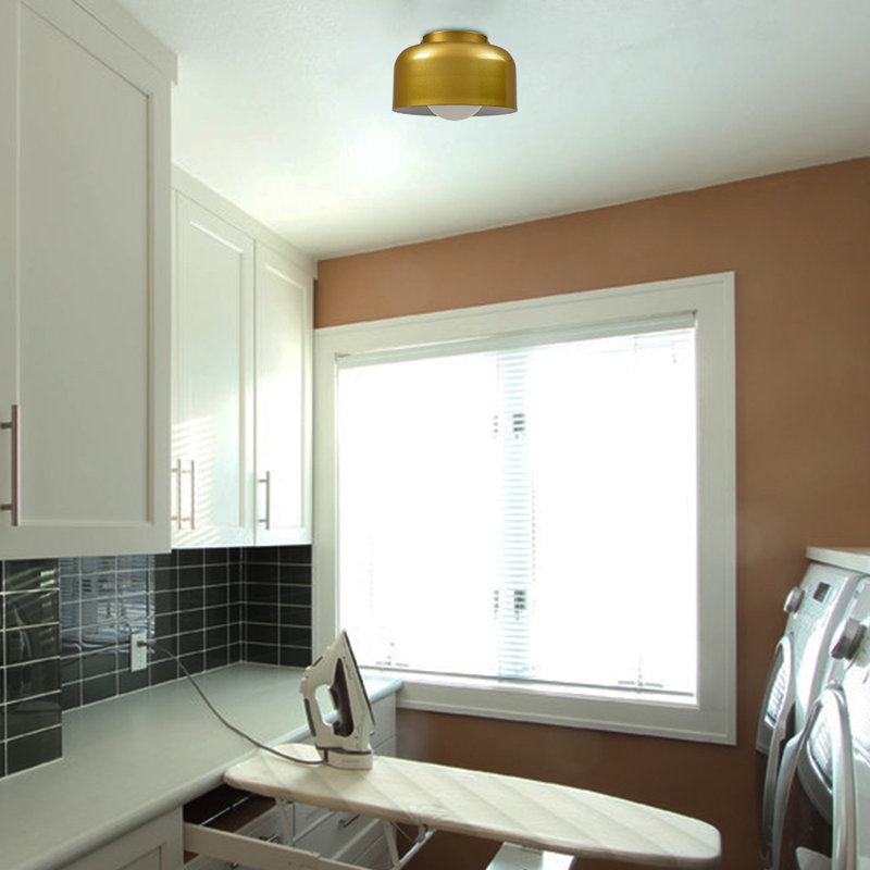 Industrial Gold Ceiling Light with Metal Barn Shade