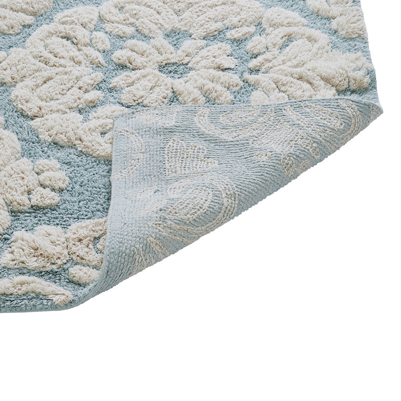 Tapis pour salle de bain 100% coton Chemash 1885 GSM, envers en latex antidérapant, doux et absorbant, 20 po x 20 po, bleu