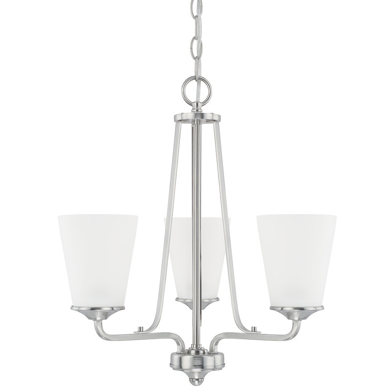 Lustre classique/traditionnel ombré 3 lumières Hakeem, Nickel brossé