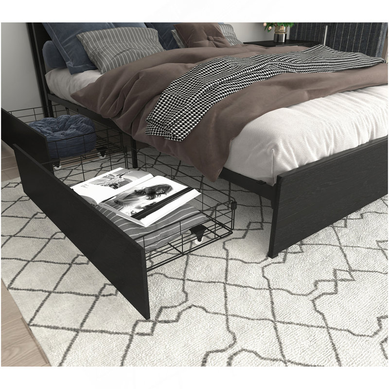 Structure de très grand lit, tête de lit avec station de charge, et stable, sans bruit, aucun sommier requis, assemblage facile
