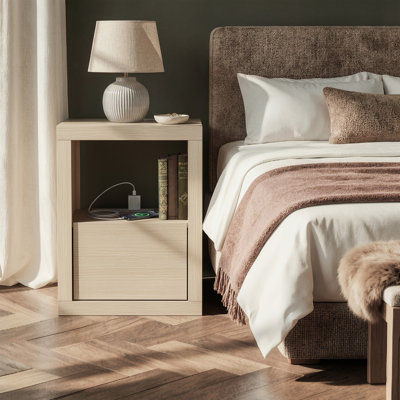 20.9" Modern Nightstand With Charging Station