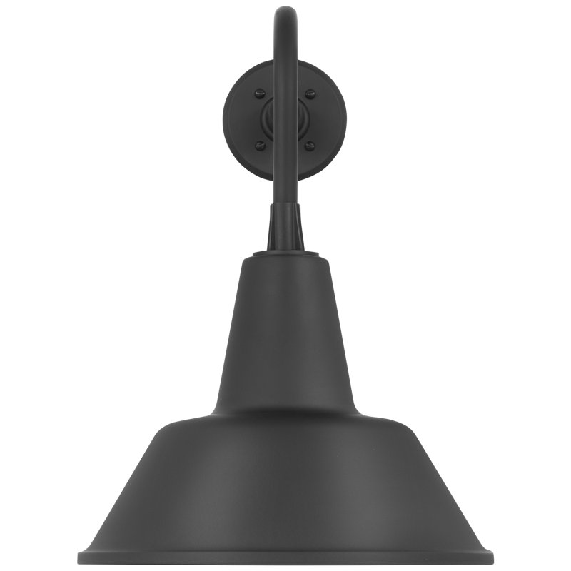 Thomas O'Brien, "Academy 20" Rex Barn Light in Matte Black with 12.5" Green Bowers Shade, Black, 19.5" H x 12.5" W x 26.25" D