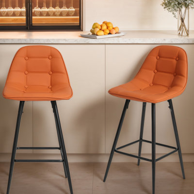 Tabouret de bar de 25,5 po sans accoudoirs pour salle à manger avec comptoir moderne en métal avec dossier et repose-pieds. 25,5 po.