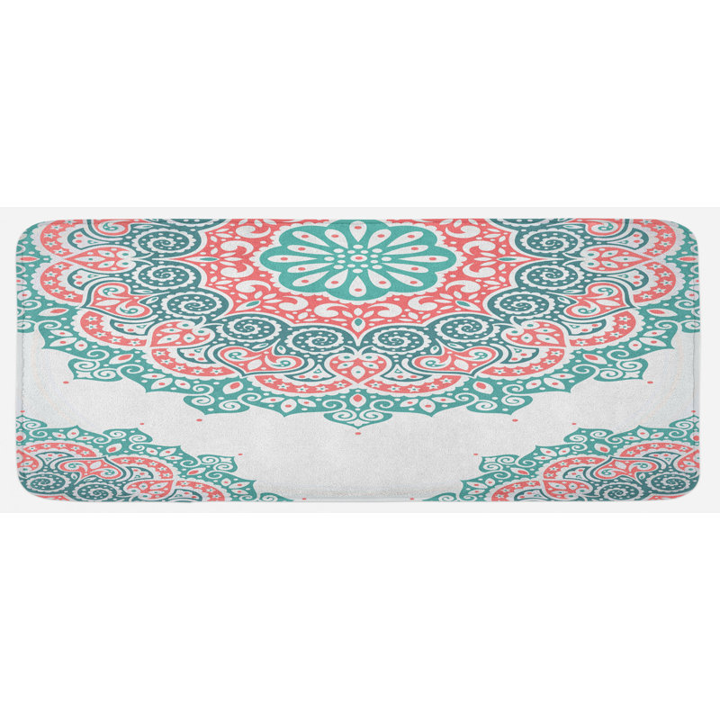 Tapis de cuisine corail bleu sarcelle