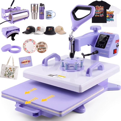 15" x 15" Professional Slide-Out Heat Press Machine, 360° Swing Away Digital Multifunction Sublimation Transfer for T-Shirts, Mugs, Hats and Plates
