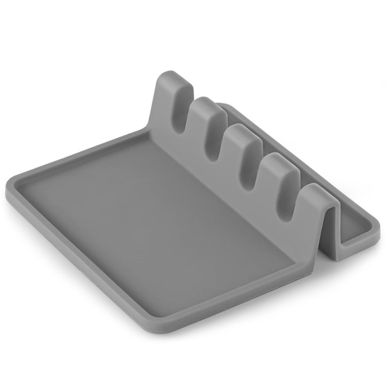 Simple Craft Heat Resistant Silicone Spoon Rest with Drip Pad - 4 Slotted Spoon Rest For Kitchen Utensils, Tongs, Ladles