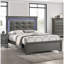 Mobilier de chambre à coucher gris avec capitonnage à boutons carrés et grand lit à finition grise 1pc-808875306