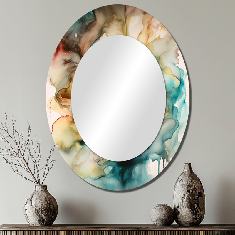 Colorful Lips - Teal Glam Oval Wall Mirror, 40" x 30"