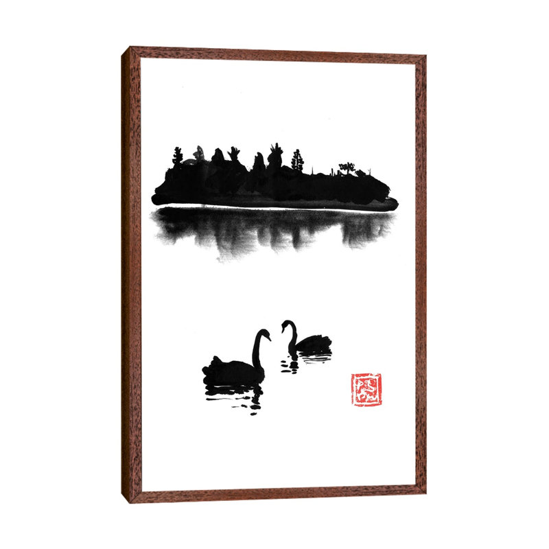 Swan Island by Péchane - Print on Canvas, Classic Brown Wood Framed, 101.6 cm H x 66.04 cm W