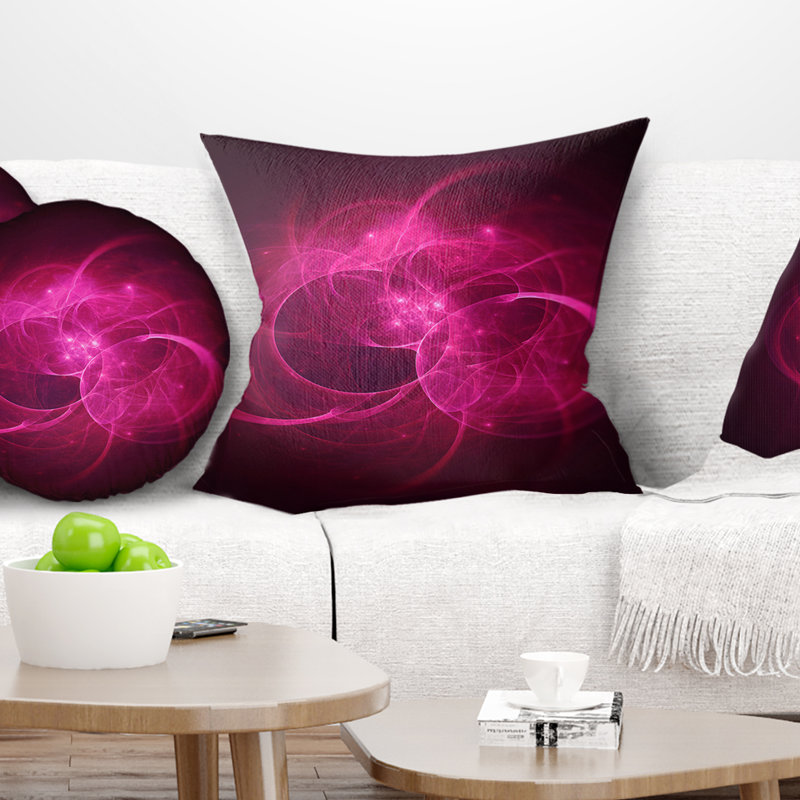 Cercles magenta brillant - coussin abstrait imprimé, 16 po x 1 po, Coussin décoratif