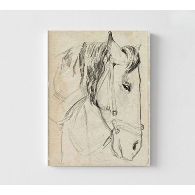 Horse In Bridle Sketch I By Jennifer Parker, Farm Magdalena Drawings, Equine Art Print, Rodeo Magdalena Sketch, Horse Art Print, Cowgirl Wall Art