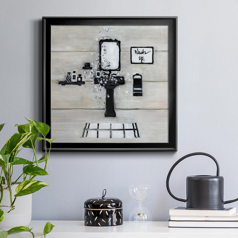 Wash Up Bath - Toile encadrée de qualité supérieure - prête à être accrochée, Noir, H 17,5 po x l 17,5 po x P 1,5 po